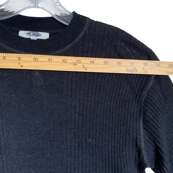 Madewell Alpaca Wool Ribbed Crewneck Sweater XS Black Relaxed Grunge Oversize - Picture 6 of 12